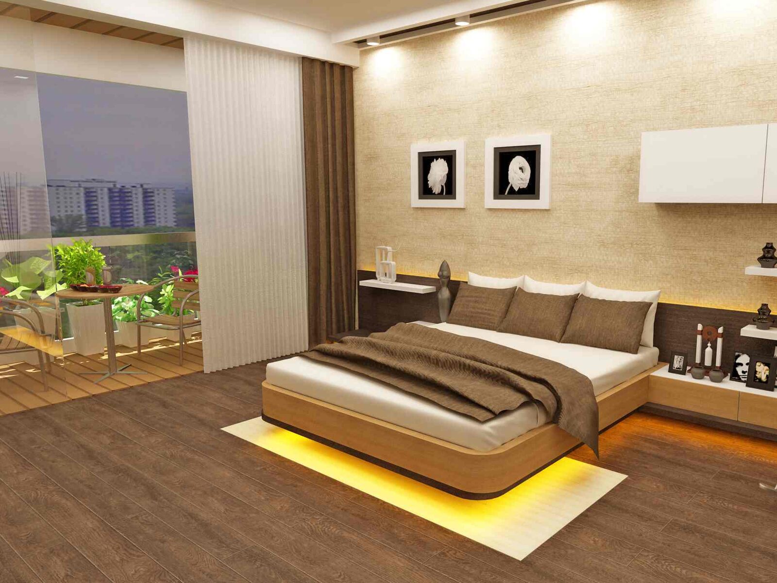 Rendering of a bedroom interior at Vision Jabalpur