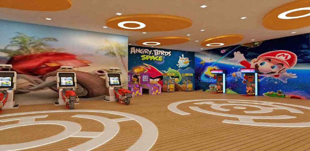 Rendering of the kids' play and video game zone at Vision Jabalpur