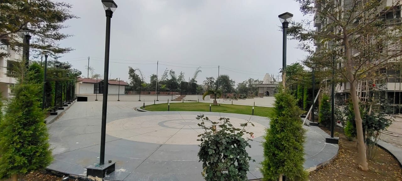 Lord Shiva temple and lawn at the Vision Jabalpur campus